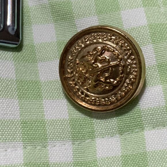 Zara Pants Womens Large Green Gingham Check Gold Button High Rise Pockets Retro - Picture 8 of 16